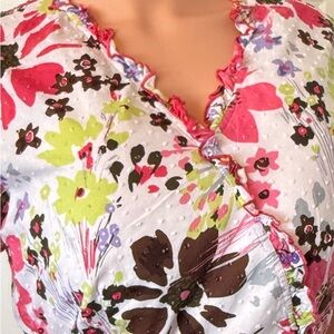 Cherokee Ruffled and textured floral scrub (Pink, Green, Brown, White,  Purple)